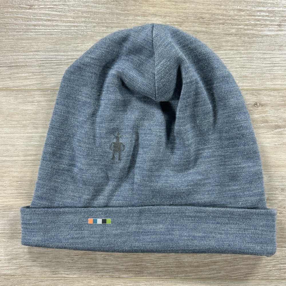 SMARTWOOL Blue Merino 250 Cuffed Beanie Hat Unisex OS Thermal Reversible